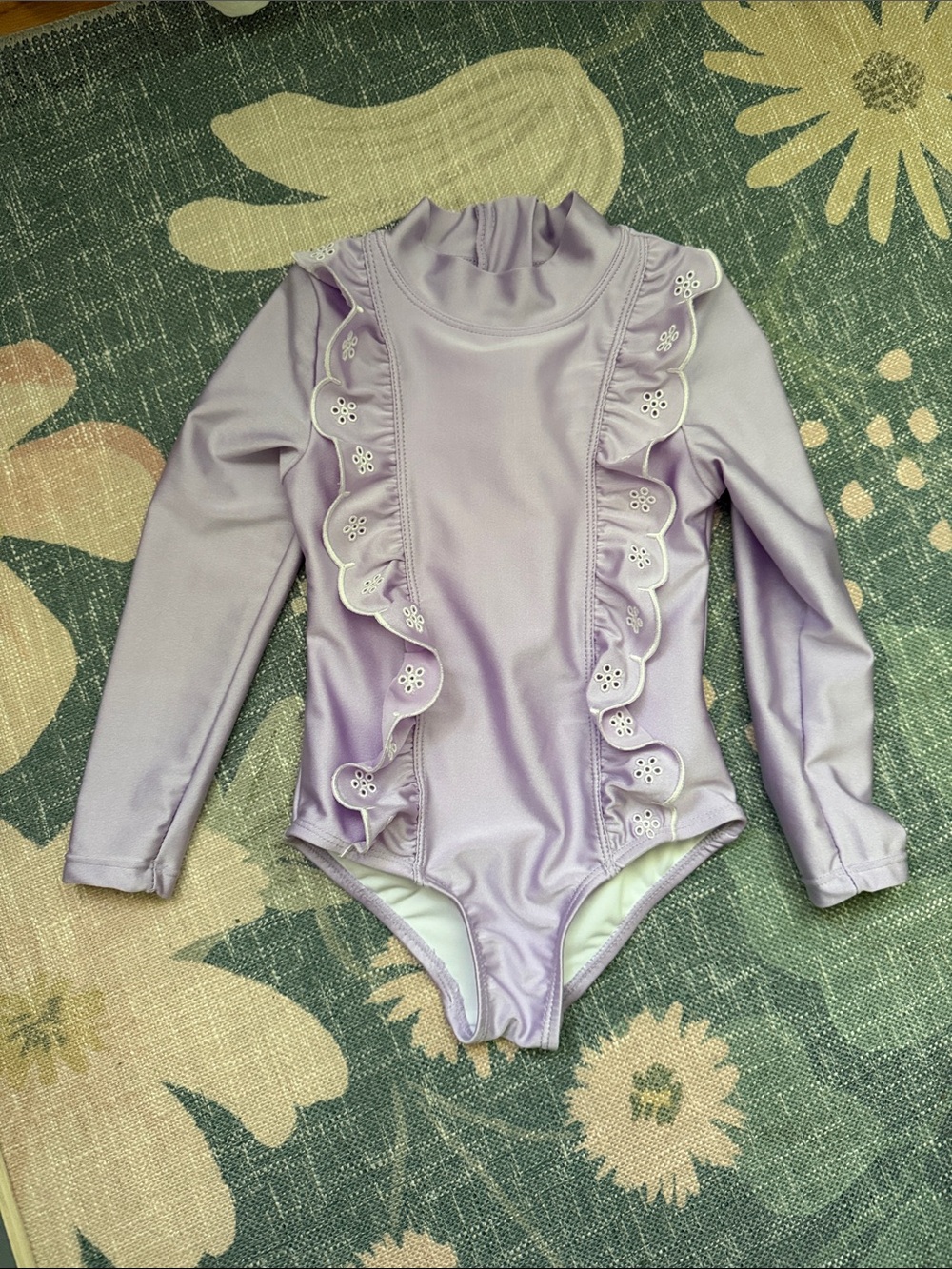 Cotton On Lilac Ruffle Long Sleeve One-Piece Swimsuit